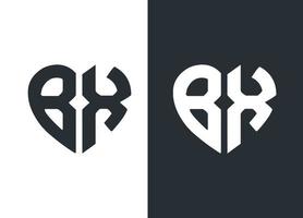 Monogram B X Heart style logo desing vector template