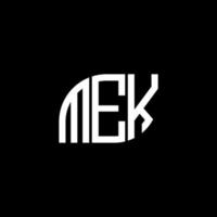 diseño de letras mek. diseño de logotipo de letras mek sobre fondo negro. concepto de logotipo de letra de iniciales creativas mek. diseño de letras mek. diseño de logotipo de letras mek sobre fondo negro. metro vector