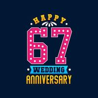 Happy 67th Wedding Anniversary celebration vector