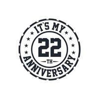 celebración del 22 aniversario de boda es mi 22 aniversario vector