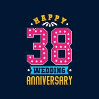 Happy 38th Wedding Anniversary celebration vector