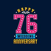 Happy 76th Wedding Anniversary celebration vector