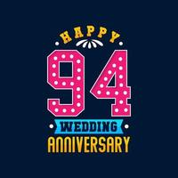 feliz celebración del 94 aniversario de bodas vector