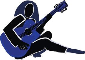 Woman with a guitar abstract neo-expressionism vector illustration