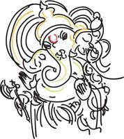 Lord ganesha abstract line art vector