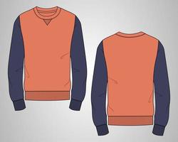 Long sleeve Sweatshirt technical fashion flat sketch vector illustration template