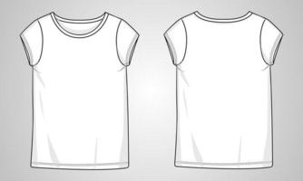 Short sleeve t shirt tops technical fashion flats vector illustration template for ladies