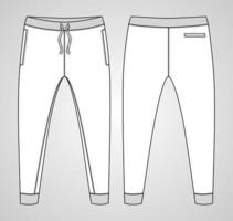 pantalones de chándal jogger de tela polar plantilla de ilustración de vector de boceto plano de moda técnica general