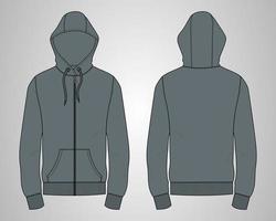 Long sleeve hoodie technical fashion flat sketch vector illustration template