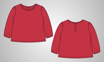 Long sleeve t shirt tops blouse vector illustration template for baby girls.