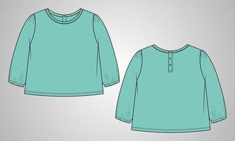 Long sleeve t shirt tops blouse vector illustration template for baby girls.