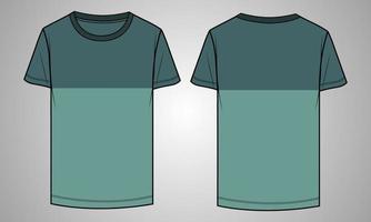 Two tone color with chest cut and sew short sleeve t shirt vector illustration template front and back views