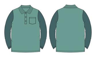 Long sleeve polo shirt vector illustration template