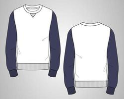 Long sleeve Sweatshirt technical fashion flat sketch vector illustration template