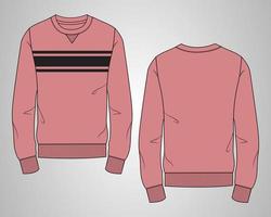 Long sleeve Sweatshirt technical fashion flat sketch vector illustration template