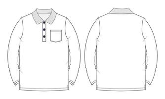 plantilla de ilustración de vector de camisa de polo de manga larga
