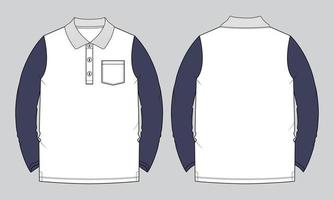 Long sleeve polo shirt vector illustration template
