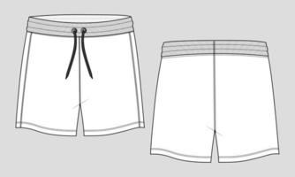 Boys Sweat Shorts pant Technical Drawing fashion flat sketch vector illustration template.