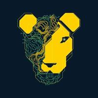 electronic lion pattern vector