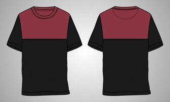 Short sleeve t shirt technical fashion flat sketch vector illustration template front and back views