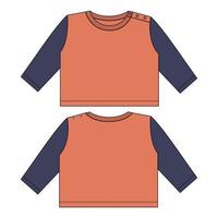 Two tone color long sleeve t shirt tops vector illustration template for kids.