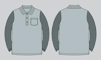 Long sleeve polo shirt vector illustration template