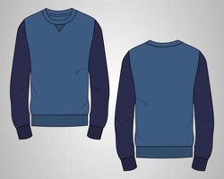 Long sleeve Sweatshirt technical fashion flat sketch vector illustration template