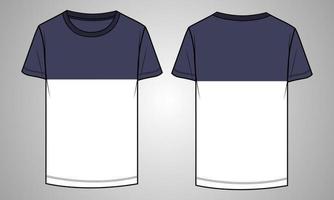 Short sleeve t shirt technical fashion flat sketch vector illustration template front and back views