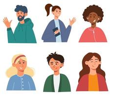 perfil de personas personajes femeninos y masculinos. conjunto de perfiles de usuario. perfecto para redes sociales y presentaciones comerciales, interfaz de usuario, aplicaciones e interfaces. ilustración vectorial vector