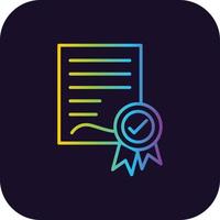 icono de gradiente de certificado vector