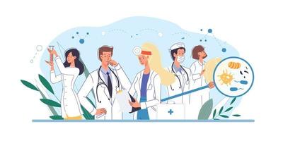 Flat cartoon character doctors set vector illustration concept