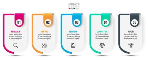 concepto de negocio de plantilla infográfica con paso. vector