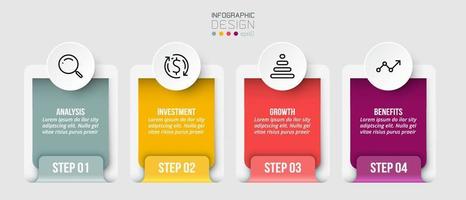 concepto de negocio de plantilla infográfica con paso. vector