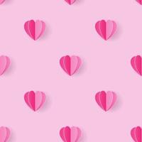Seamless pattern with heart paper art style on light pink background vector
