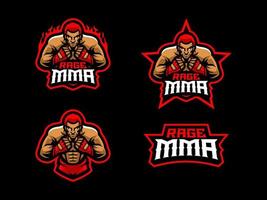 Rage MMA sport logo design vector