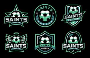 diseño del logotipo del deporte de fútbol de los santos vector