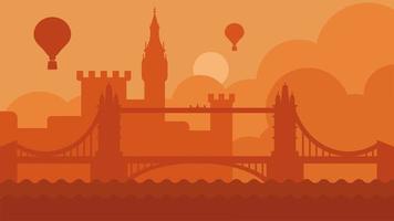 paisaje de la ciudad de londres con castillo y vector de río