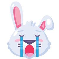 Rabbit crying expression cute funny emoji vector