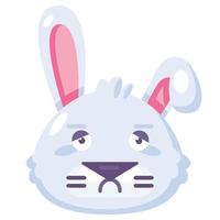 Rabbit melancholy and boring emotion emoji vector