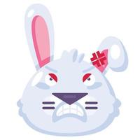 Bunny angry reaction expression face emoji vector