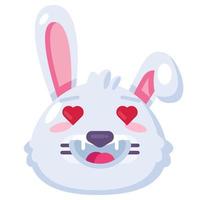 Rabbit with hearts in eyes expression emoji vector