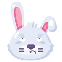 Rabbit sorrowful expression facial emoji vector