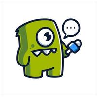 Monster mascot interviewing character concept illustration vector