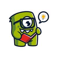 Monster mascot reading character concept illustration vector