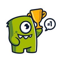 Monster mascot winner character concept illustration vector