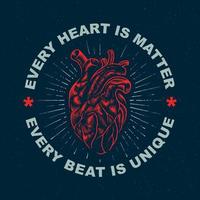 Grunge Print Design With Heart vector