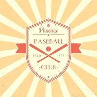 emblema vintage de béisbol, logotipo de béisbol, diseño de camiseta en escudo, bates de béisbol cruzados, ilustración vectorial vector