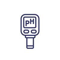 icono de línea de medidor de ph en blanco vector