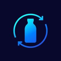 plastic bottle recycling icon, vector