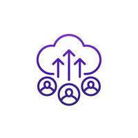 collect user data line icon with cloud vector